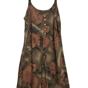 Jodi Michaels babydoll floral tan flowy pearl beaded womens size small